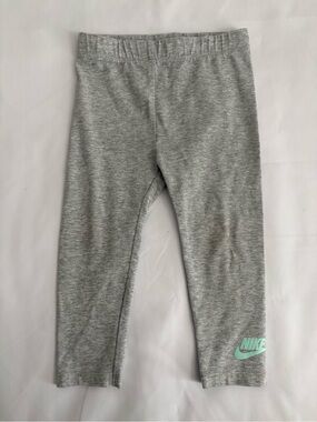 Nike Kids Grey Leggings with Mint Logo Accent